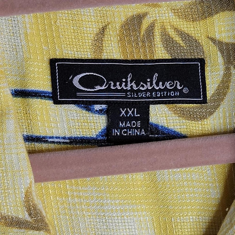 Quicksilver Silver Edition Yellow Floral Button Front Shirt Men Size XXL - Picture 3 of 12